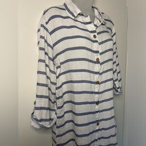 Viola Borghi Made in Italy Linen Coverup Tunic Shirt Size S
